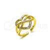 Oro Laminado Elegant Ring, Gold Filled Style Heart and Infinite Design, with White Cubic Zirconia, Polished, Golden Finish, 01.310.0041