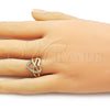 Oro Laminado Elegant Ring, Gold Filled Style Heart and Infinite Design, with White Cubic Zirconia, Polished, Golden Finish, 01.310.0041 (One size fits all)