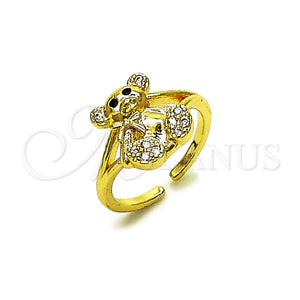 Gold Filled Ring — Multi Stone Ring Teddy Bear Design with White — main product view — SKU 161709 | Oro Laminado anillo — Multi Stone Ring Teddy Bear diseño with blanco — SKU 161709