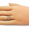 Oro Laminado Multi Stone Ring, Gold Filled Style Heart Design, with White Cubic Zirconia, Polished, Golden Finish, 01.310.0045