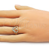 Oro Laminado Multi Stone Ring, Gold Filled Style Heart Design, with White Cubic Zirconia, Polished, Golden Finish, 01.310.0045 (One size fits all)