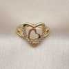 Oro Laminado Multi Stone Ring, Gold Filled Style Heart Design, with White Cubic Zirconia, Polished, Golden Finish, 01.310.0045 (One size fits all)