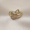 Oro Laminado Multi Stone Ring, Gold Filled Style Heart Design, with White Cubic Zirconia, Polished, Golden Finish, 01.310.0046