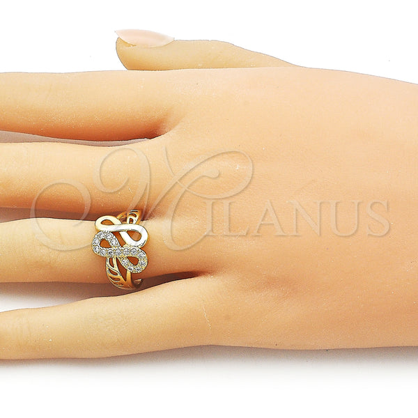 Gold Filled Ring — Multi Stone Ring Infinite Design with White Cubic — alternate product view — SKU 161713 | Oro Laminado anillo — Multi Stone Ring Infinite diseño with blanco Cubic — SKU 161713