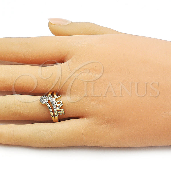 Gold Filled Ring — Multi Stone Ring Love Design with White Cubic — alternate product view — SKU 161714 | Oro Laminado anillo — Multi Stone Ring Love diseño with blanco Cubic — SKU 161714