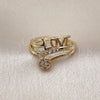 Oro Laminado Multi Stone Ring, Gold Filled Style Love Design, with White Cubic Zirconia, Polished, Golden Finish, 01.310.0048 (One size fits all)