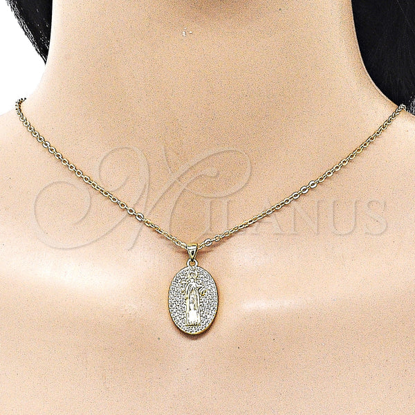 Gold Filled Pendant — Religious Pendant San Benito Design with White Cubic — alternate product view — SKU 161716 | Oro Laminado dije — Religious Pendant San Benito diseño with blanco Cubic — SKU 161716
