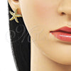 Oro Laminado Stud Earring, Gold Filled Style Star Design, Matte Finish, Golden Finish, 02.282.0069