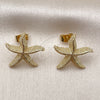 Oro Laminado Stud Earring, Gold Filled Style Star Design, Matte Finish, Golden Finish, 02.282.0069