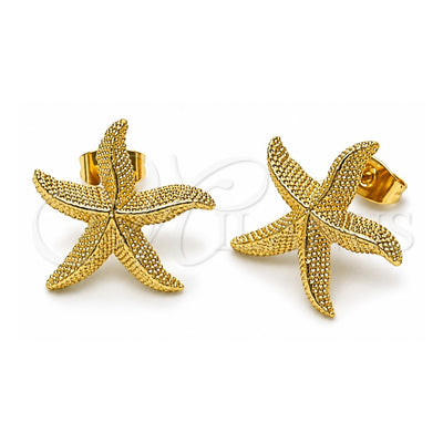 Oro Laminado Stud Earring, Gold Filled Style Star Design, Matte Finish, Golden Finish, 02.282.0069