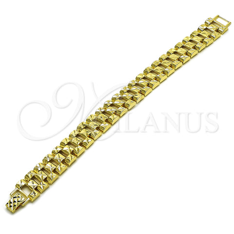 Oro Laminado Solid Bracelet, Gold Filled Style Diamond Cutting Finish, Golden Finish, 03.213.0376.08