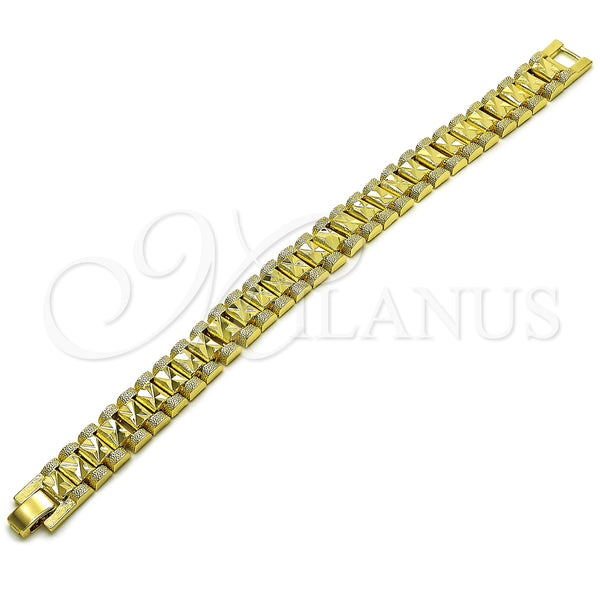 Oro Laminado Solid Bracelet, Gold Filled Style Matte Finish, Golden Finish, 03.213.0377.08 (12 MM Thickness, 8 Inches Length)