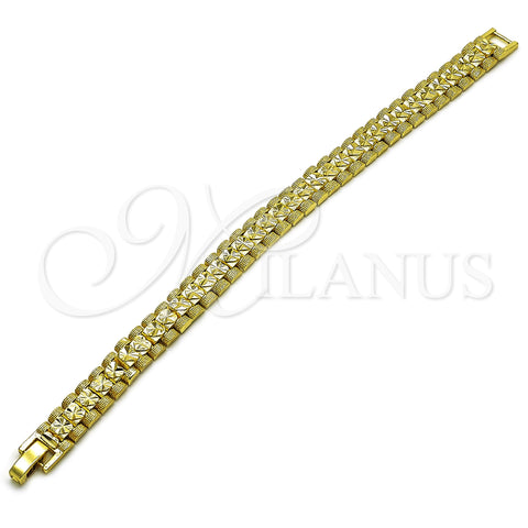 Oro Laminado Solid Bracelet, Gold Filled Style Matte Finish, Golden Finish, 03.213.0378.07 (Thickness, 7 Inches Length)