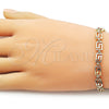 Oro Laminado Solid Bracelet, Gold Filled Style Greek Key Design, Polished, Golden Finish, 03.213.0379.07