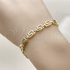 Oro Laminado Solid Bracelet, Gold Filled Style Greek Key Design, Polished, Golden Finish, 03.213.0379.07