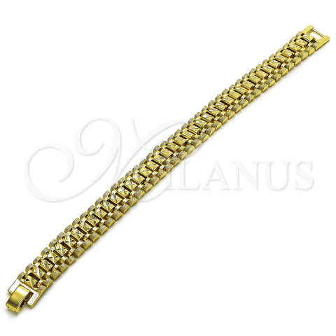 Oro Laminado Solid Bracelet, Gold Filled Style Diamond Cutting Finish, Golden Finish, 03.213.0380.08