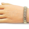 Oro Laminado Solid Bracelet, Gold Filled Style Diamond Cutting Finish, Golden Finish, 03.213.0380.08 (12 MM Thickness, 8 Inches Length)
