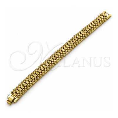 Oro Laminado Solid Bracelet, Gold Filled Style Diamond Cutting Finish, Golden Finish, 03.213.0380.08 (12 MM Thickness, 8 Inches Length)
