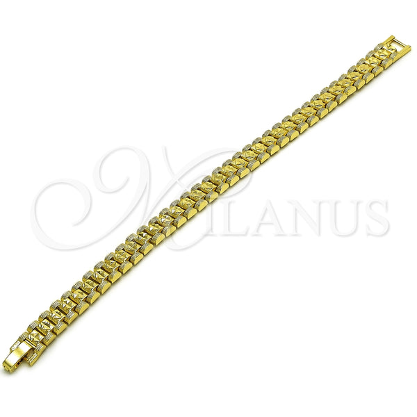Oro Laminado Solid Bracelet, Gold Filled Style Matte Finish, Golden Finish, 03.213.0381.07 (Thickness, 8 Inches Length)