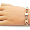 Oro Laminado Fancy Bracelet, Gold Filled Style Puff Mariner and Box Lock Design, with White Cubic Zirconia, Polished, Golden Finish, 03.213.0383.08 (13 MM Thickness, 8 Inches Length)