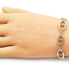 Oro Laminado Fancy Bracelet, Gold Filled Style Puff Mariner and Mariner Design, Polished, Golden Finish, 03.213.0384.07
