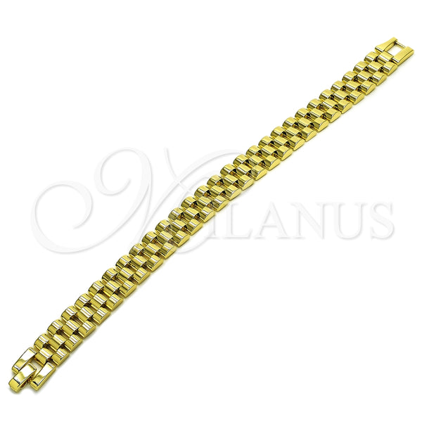 Oro Laminado Solid Bracelet, Gold Filled Style Polished, Golden Finish, 03.213.0388.08