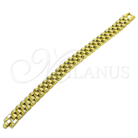 Oro Laminado Solid Bracelet, Gold Filled Style Polished, Golden Finish, 03.213.0388.08