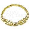 Oro Laminado Fancy Bracelet, Gold Filled Style Greek Key Design, Polished, Golden Finish, 03.213.0389.07