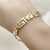 Oro Laminado Fancy Bracelet, Gold Filled Style Greek Key Design, Polished, Golden Finish, 03.213.0389.07 (10 MM Thickness, 7 Inches Length)