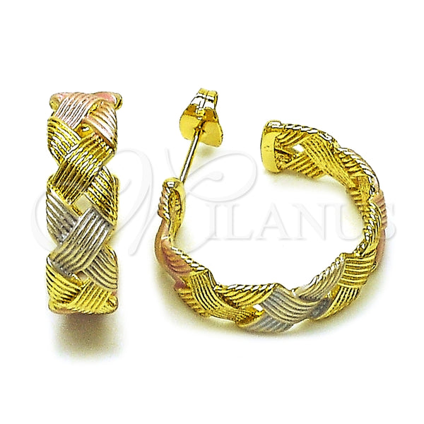 Oro Laminado Small Hoop, Gold Filled Style Polished, Tricolor, 02.213.0829.25