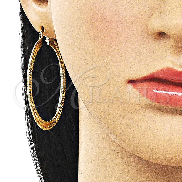 Gold Filled Hoop Earrings — Large Hoop Diamond Cutting 02. — alternate product view — SKU 161751 | Oro Laminado aretes de aro — Large Hoop Diamond Cutting 02. — SKU 161751
