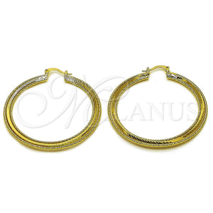 Gold Filled Hoop Earrings — Large Hoop Diamond Cutting 02. — main product view — SKU 161751 | Oro Laminado aretes de aro — Large Hoop Diamond Cutting 02. — SKU 161751
