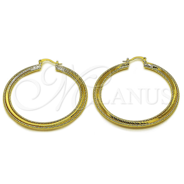 Gold Filled Hoop Earrings — Large Hoop Diamond Cutting 02. — main product view — SKU 161751 | Oro Laminado aretes de aro — Large Hoop Diamond Cutting 02. — SKU 161751