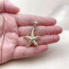 Oro Laminado Fancy Pendant, Gold Filled Style Star and Hollow Design, Polished, Golden Finish, 05.213.0179