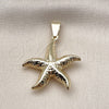 Oro Laminado Fancy Pendant, Gold Filled Style Star and Hollow Design, Polished, Golden Finish, 05.213.0179