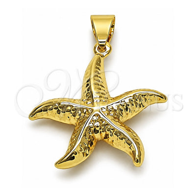 Oro Laminado Fancy Pendant, Gold Filled Style Star and Hollow Design, Polished, Golden Finish, 05.213.0179