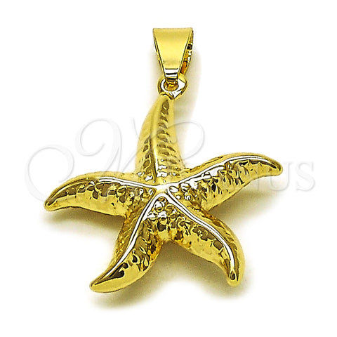 Oro Laminado Fancy Pendant, Gold Filled Style Star and Hollow Design, Polished, Golden Finish, 05.213.0179