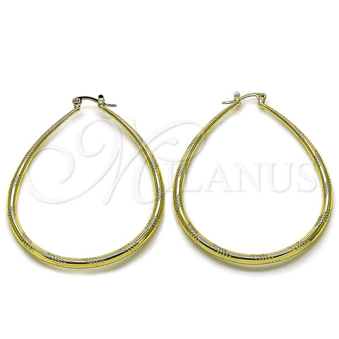 Oro Laminado Medium Hoop, Gold Filled Style Hollow Design, Diamond Cutting Finish, Golden Finish, 02.213.0833.50