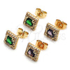 Gold Filled Ring — Stud Earring Cluster Design with Green and White — alternate product view — SKU 161762 | Oro Laminado anillo — Stud Earring Cluster diseño with Green and blanco — SKU 161762