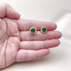 Oro Laminado Stud Earring, Gold Filled Style Cluster Design, with Green Cubic Zirconia and White Micro Pave, Polished, Golden Finish, 02.344.0170
