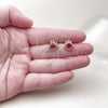 Oro Laminado Stud Earring, Gold Filled Style Cluster Design, with Ruby Cubic Zirconia and White Micro Pave, Polished, Golden Finish, 02.196.0231.1