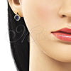 Oro Laminado Stud Earring, Gold Filled Style Cluster Design, with Sapphire Blue Cubic Zirconia and White Micro Pave, Polished, Golden Finish, 02.196.0231.2