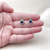 Oro Laminado Stud Earring, Gold Filled Style Cluster Design, with Sapphire Blue Cubic Zirconia and White Micro Pave, Polished, Golden Finish, 02.196.0231.2