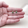Oro Laminado Stud Earring, Gold Filled Style Cluster Design, with Green Cubic Zirconia and White Micro Pave, Polished, Golden Finish, 02.196.0232