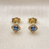 Oro Laminado Stud Earring, Gold Filled Style Cluster Design, with Sapphire Blue Cubic Zirconia and White Micro Pave, Polished, Golden Finish, 02.196.0232.1