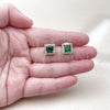 Oro Laminado Stud Earring, Gold Filled Style Cluster Design, with Green and White Cubic Zirconia, Polished, Golden Finish, 02.196.0238
