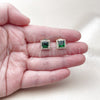 Oro Laminado Stud Earring, Gold Filled Style Cluster Design, with Green and White Cubic Zirconia, Polished, Golden Finish, 02.196.0238