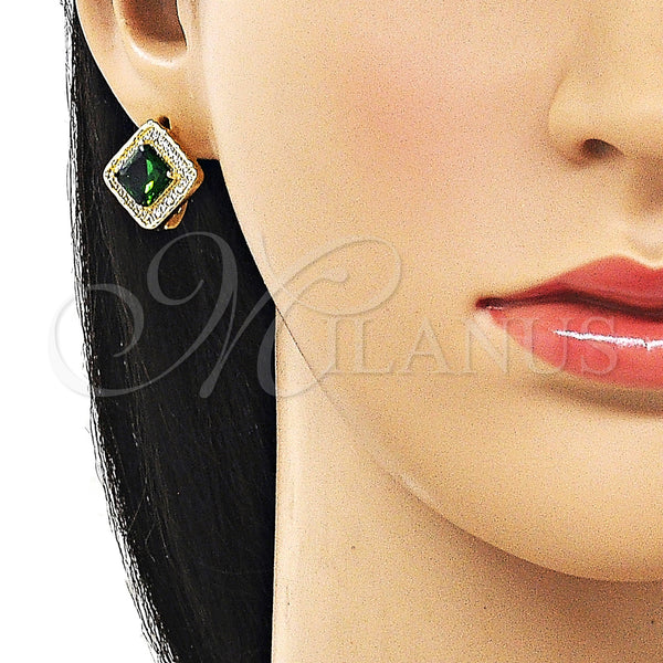 Gold Filled Ring — Leverback Earring Cluster Design with Green Cubic Zirconia — alternate product view — SKU 161783 | Oro Laminado anillo — Leverback Earring Cluster diseño with Green Cubic Zirconia — SKU 161783