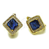 Oro Laminado Leverback Earring, Gold Filled Style Cluster Design, with Sapphire Blue Cubic Zirconia and White Micro Pave, Polished, Golden Finish, 02.196.0242.2.10