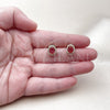 Oro Laminado Stud Earring, Gold Filled Style Cluster Design, with Ruby and White Cubic Zirconia, Polished, Golden Finish, 02.196.0245.1
